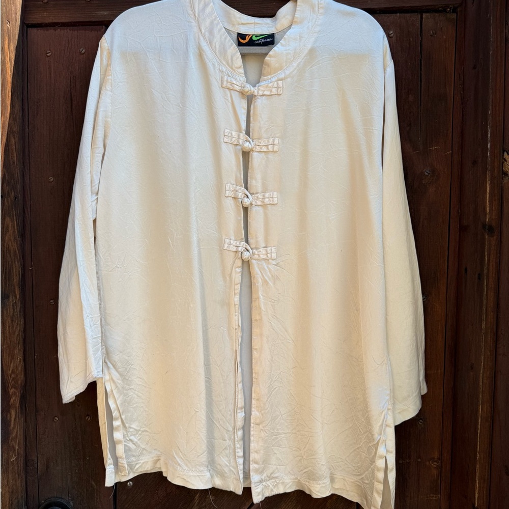 Elegant Silky Cream Button-Up Jacket